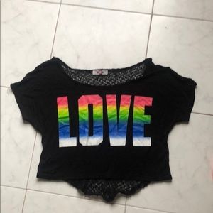 Love rainbow shirt with mesh back